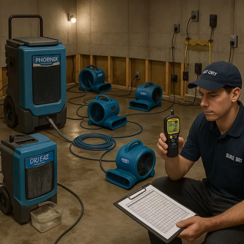 Structural Drying and Dehumidification process in Dysart, IA